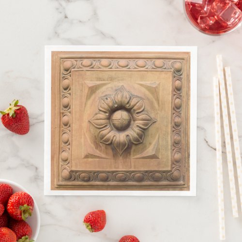 Old Italian terracotta floral plaque rosette tile Paper Dinner Napkins