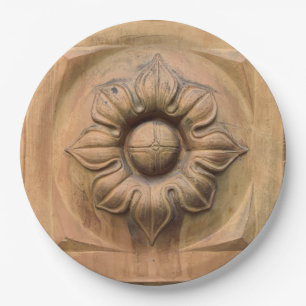 Old Italian terracotta floral plaque, rosette tile Paper Plates