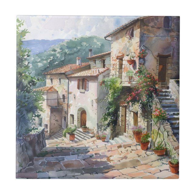 Old Italian Village  Ceramic Tile (Front)