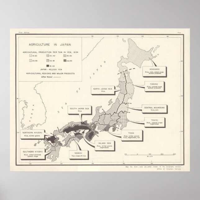 Old Japan Agricultural Map (1942)  Poster (Front)