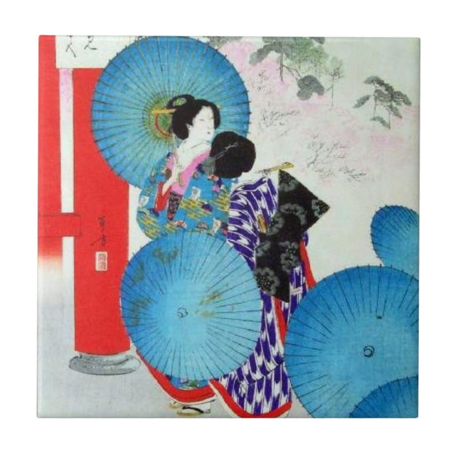 Old Japan Ceramic Tile, Small (4.25" x 4.25") Ceramic Tile (Front)