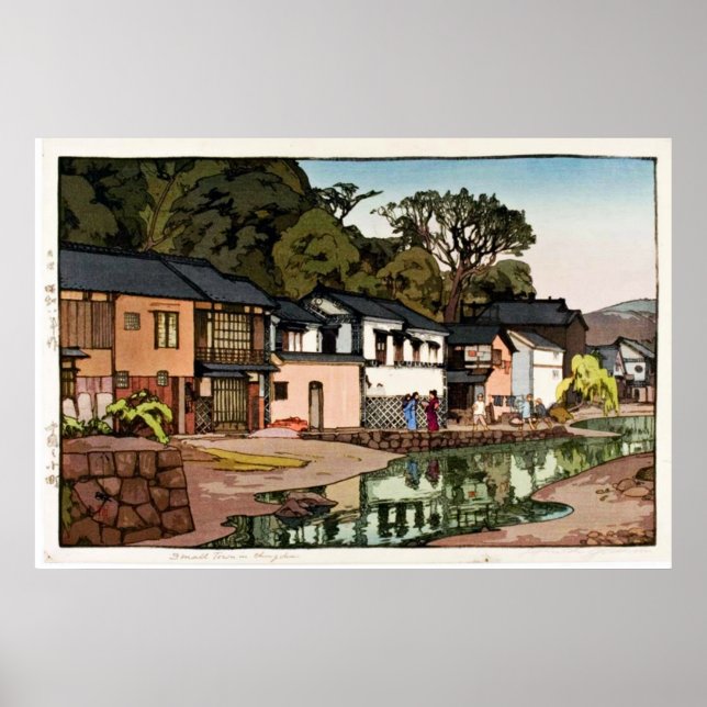 Old Japanese Village Ukiyo–e Poster (Front)