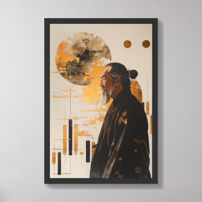 Old Japanese Zen Day Trader Master Framed Art (Framed Front)