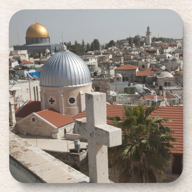Old Jerusalem's Skyline Beverage Coaster (Front)