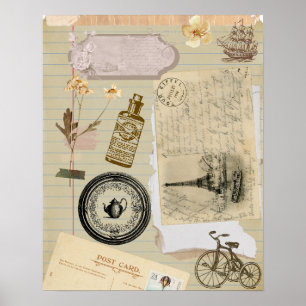 Old journals Victorian era vintage poster