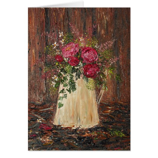 Old Jug of flowers Cards (Front)