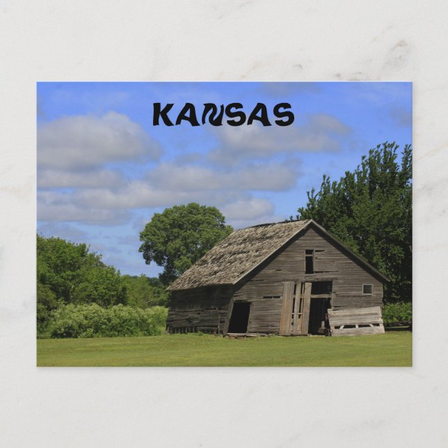 Old Kansas Country Barn Post Card (Front)