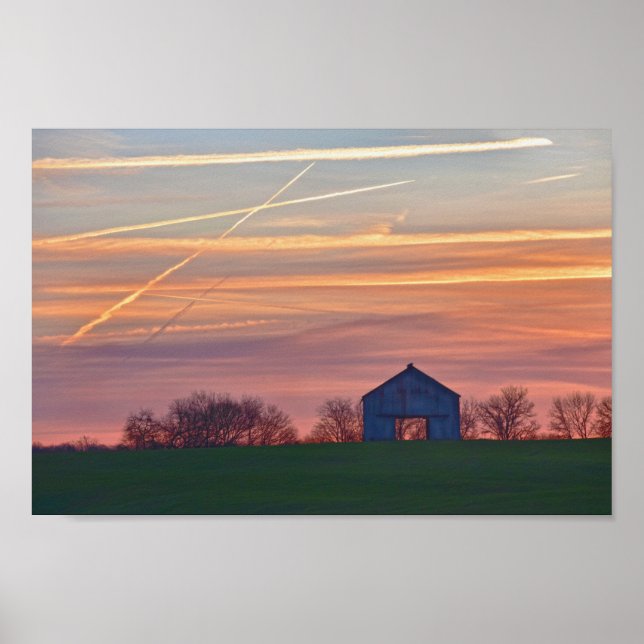 Old Kentucky Barn at Sunrise Poster (Front)