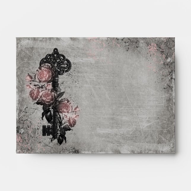 Old Key and Roses A6 Envelopes (Front)
