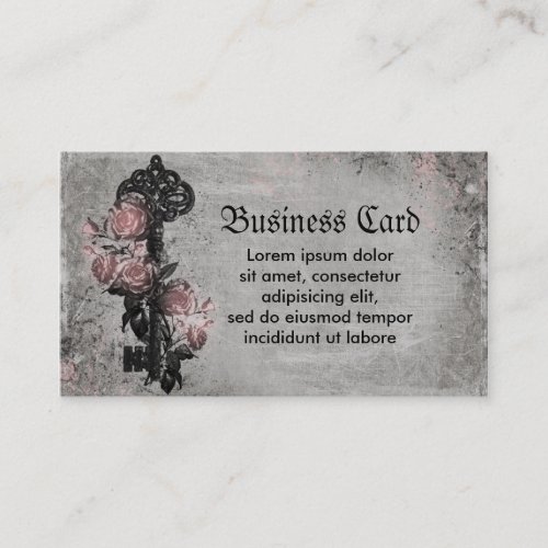 Old Key and Roses Business Cards