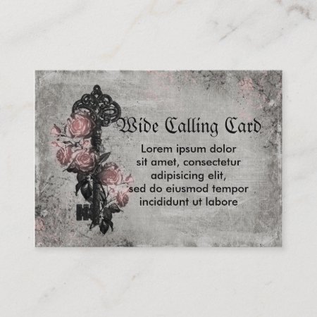 Old Key And Roses Calling Card
