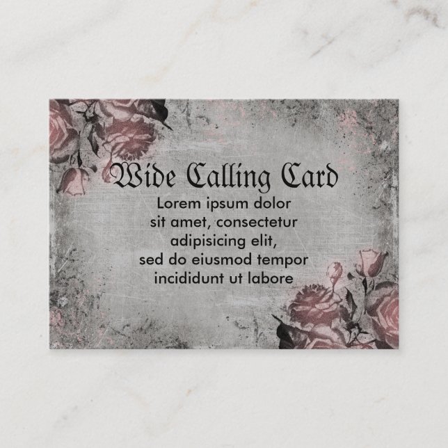 Old Key and Roses Calling Card (Front)