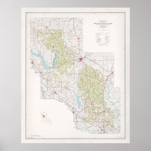 Old Kisatchie National Forest Map (1967) Poster Zazzle