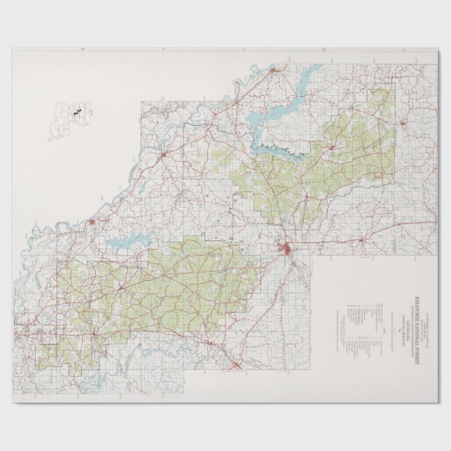 Old Kisatchie National Forest Map (1967)  Wrapping Paper (Flat)