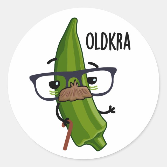 Old-kra Funny Okra Pun  Classic Round Sticker (Front)