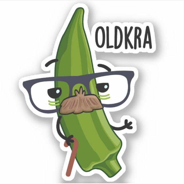 Old-kra Funny Okra Pun  Sticker (Front)