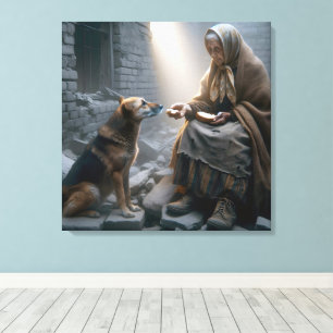 Old Lady and Dog War Survivors Canvas Print