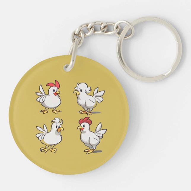Old lady Chicken Keychain (Back)