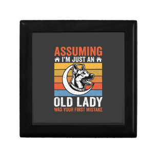 Old Lady Dog Warning Retro Gift Box