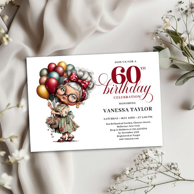 Old Lady Humor 60th Birthday Invitation Template (Old Lady Humor 60th Birthday Invitation Template)