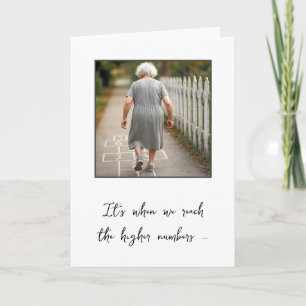 Old Lady Playing Hopscotch Birthday Humor Card
