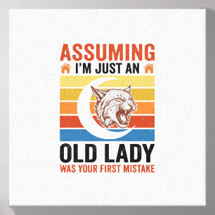 Old Lady Wildcat Vintage Funny Shirt Design_1 Canvas Photo Tile