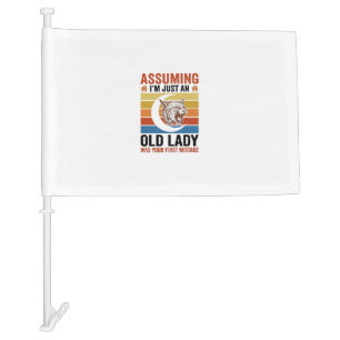 Old Lady Wildcat Vintage Funny Shirt Design_1 Car Flag