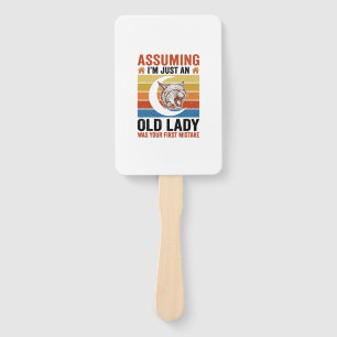 Old Lady Wildcat Vintage Funny Shirt Design_1 Hand Fan