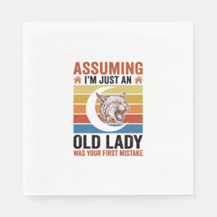 Old Lady Wildcat Vintage Funny Shirt Design_1 Napkins