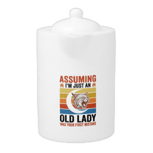 Old Lady Wildcat Vintage Funny Shirt Design_1 Teapot
