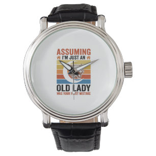 Old Lady Wildcat Vintage Funny Shirt Design_1 Watch