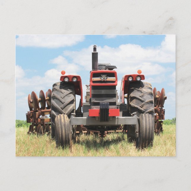 Old Large Tractor Sitting Idle On A Nice Day Postcard (Front)