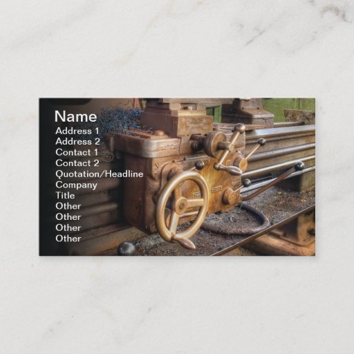 Customizable Old lathe machine business card template