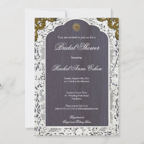 Old Lavender and Vintage Lace Bridal Shower Invitation