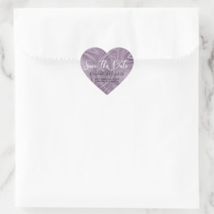 Old Lavender Sweeping Strokes "Save the Date" Heart Sticker