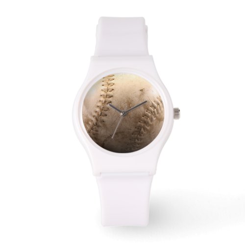 Old Leather Baseball Weathered Design Watch