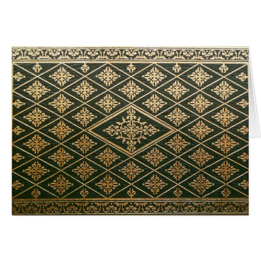 Old Leather Book Cover Green and Gold Cards (Front Horizontal)