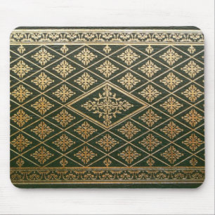 Old Leather Book Cover Green and Gold Mouse Pad