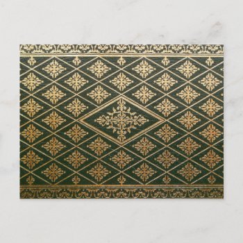 Old Leather Book Cover Green And Gold Postcard by Traditions at Zazzle