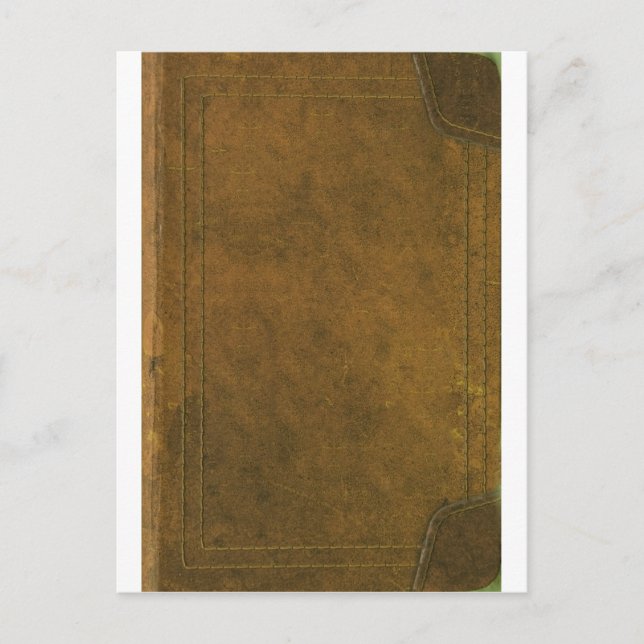 old leather book cover postcard (Front)