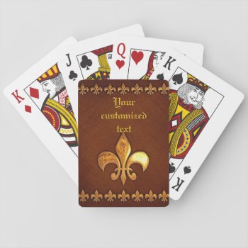 Old Leather Cover With Golden Fleur-de-lys - Playing Cards by BonniePhantasm at Zazzle