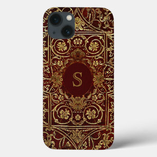 Old Leather Gilded Book Cover Monogram