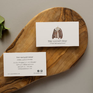 Old Leather Jacket Vintage second hand clothes Business Card