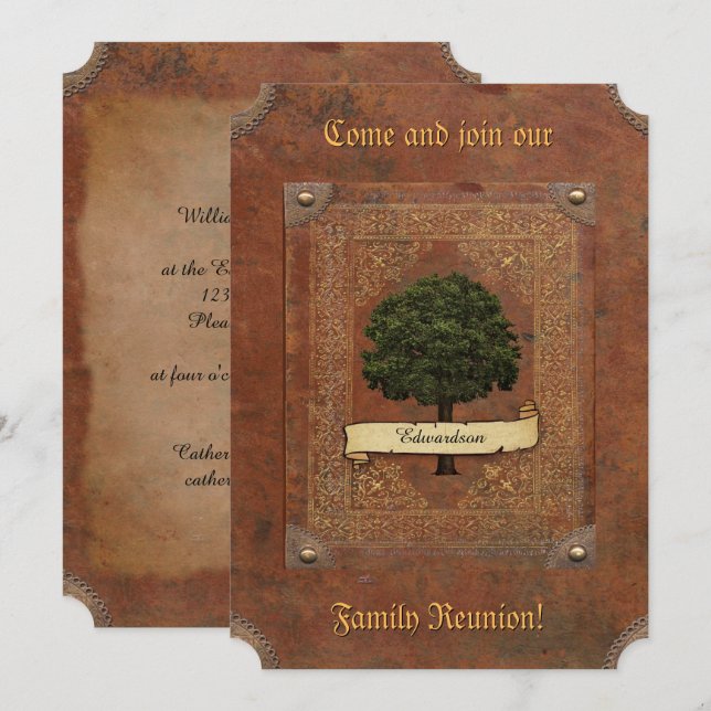 Old Leather Look Family Reunion Invitation (Front/Back)