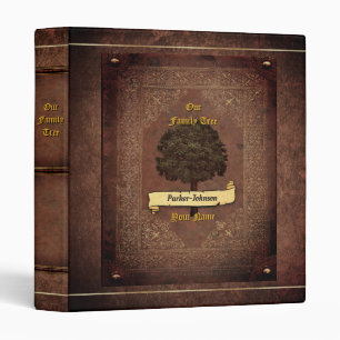 Old Leather Look Family Tree Binder w. indiv. Name