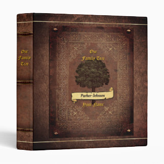 Old Leather Look Family Tree Binder w. indiv. Name