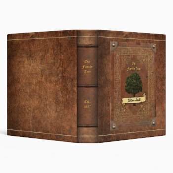 Old Leather Look Family Tree Genealogy 3 Ring Binder by aura2000 at Zazzle
