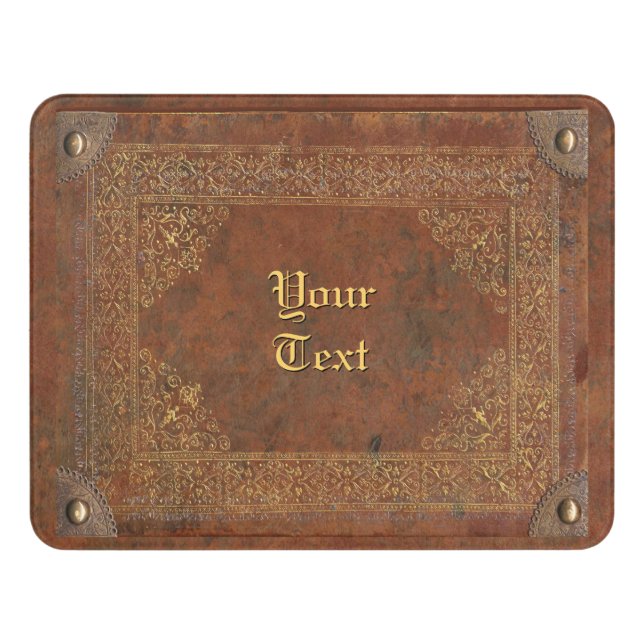 Old Leather Look with your Name Door Sign (Contemporary Front)