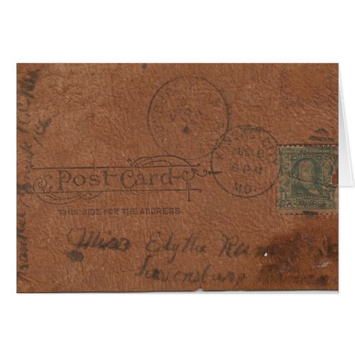 Old Leather Postcard Back All Occasion Blank
