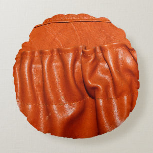 Old leather vintage car seat detail. blue, bygone, round pillow